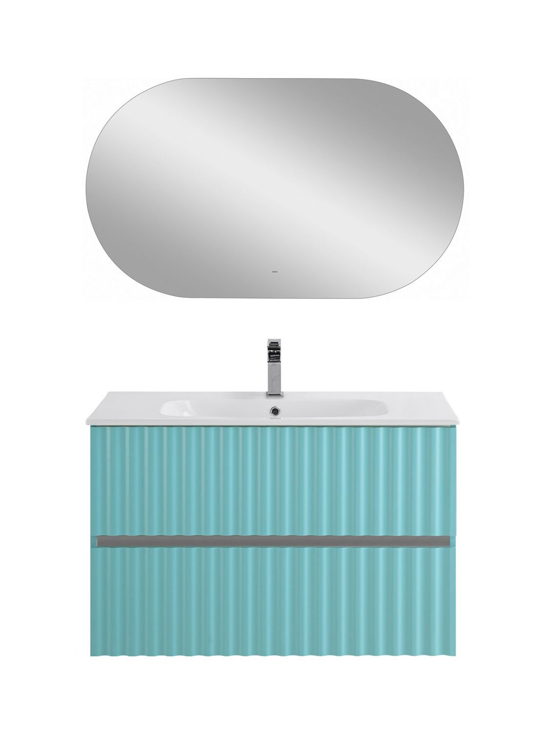 Мебель для ванной комнаты подвесная с LED подсветкой ручек Art&Max ЭЛЕГАНТ ELEGANT 90 см Светло-зеленый матовый