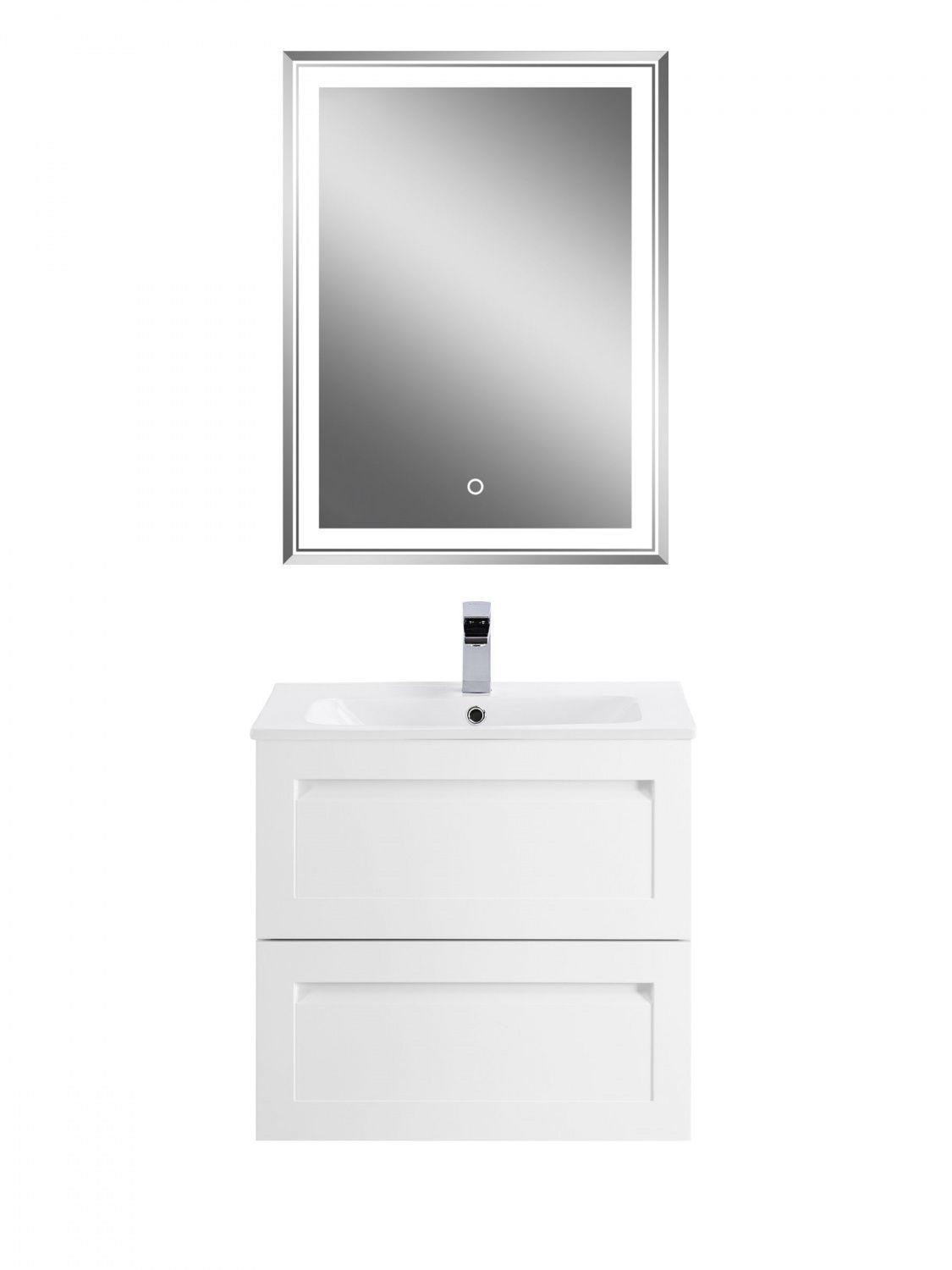 Мебель для ванной комнаты подвесная с керамической раковиной Art&Max ПЛАТИНО PLATINO 60 см Белый матовый