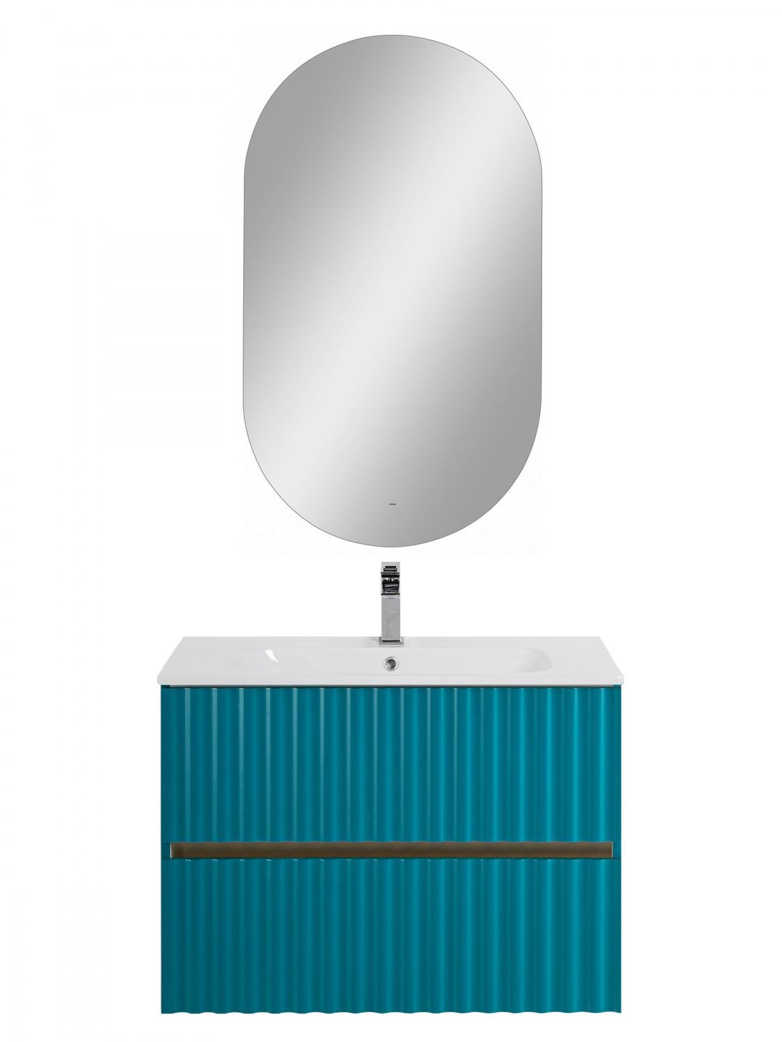 Мебель для ванной комнаты подвесная с LED подсветкой ручек Art&Max ELEGANT 80 см Бирюзовый матовый