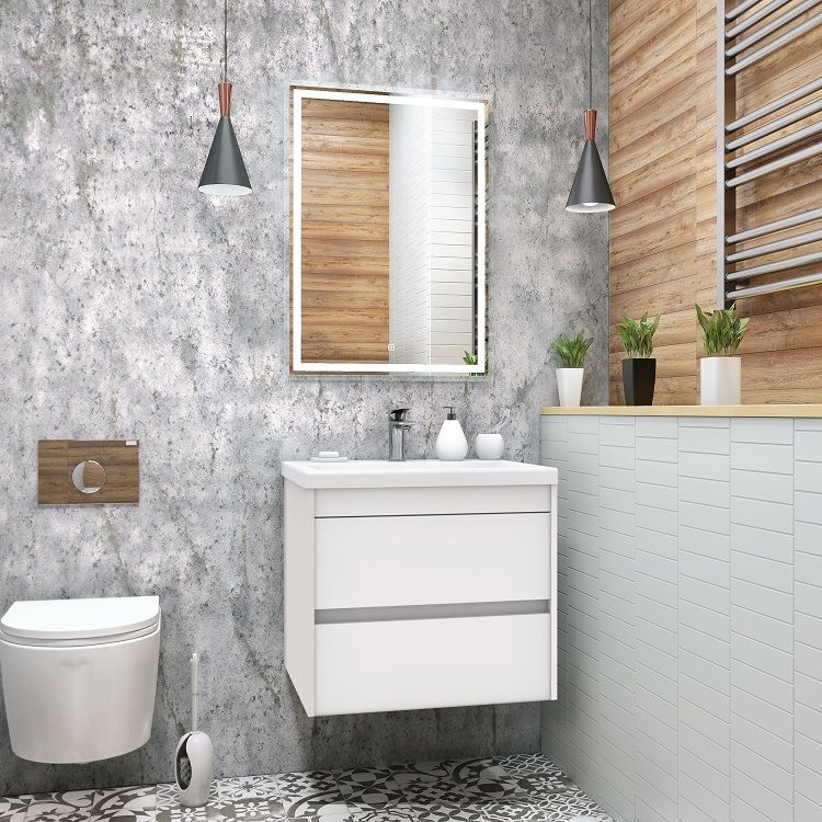 Мебель для ванной комнаты подвесная Art&Max FAMILY 58 см Bianco Lucido