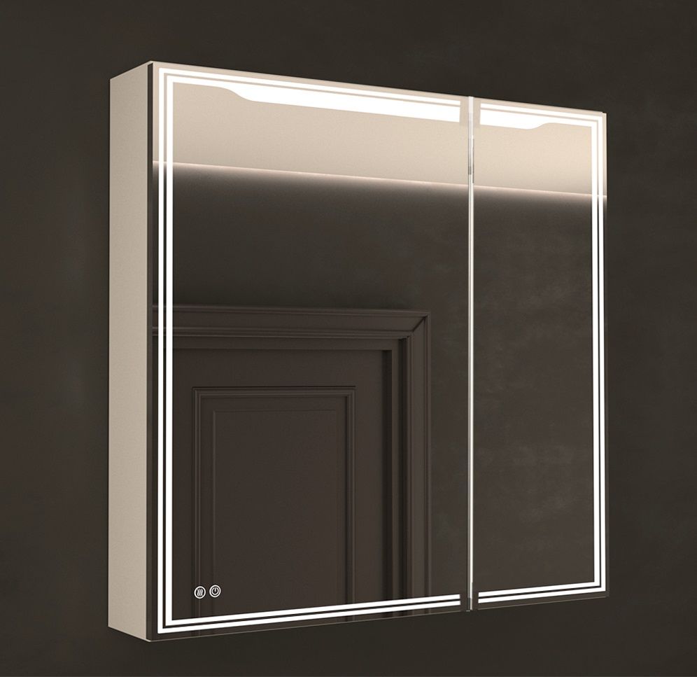 Зеркало-шкаф с подсветкой и функцией антизапотевания, правый ART&MAX MERANO AM-Mer-800-800-2D-L-DS-F