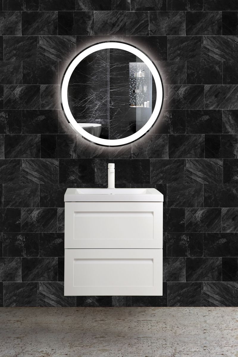 Мебель для ванной комнаты подвесная с керамической раковиной Art&Max PLATINO 60 см Белый матовый