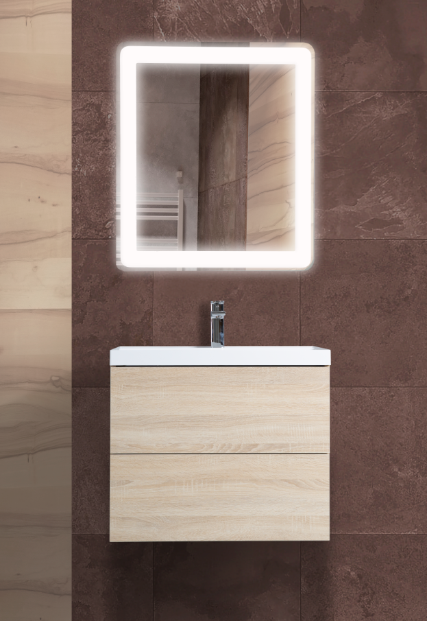Мебель для ванной комнаты подвесная Art&Max VERONA-PUSH 70см Rovere Chiaro Sonoma
