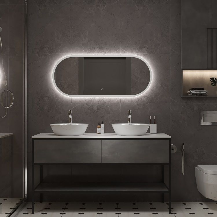 Зеркало с подсветкой ART&MAX Бари Bari AM-Bar-500-1200-DS-F-White