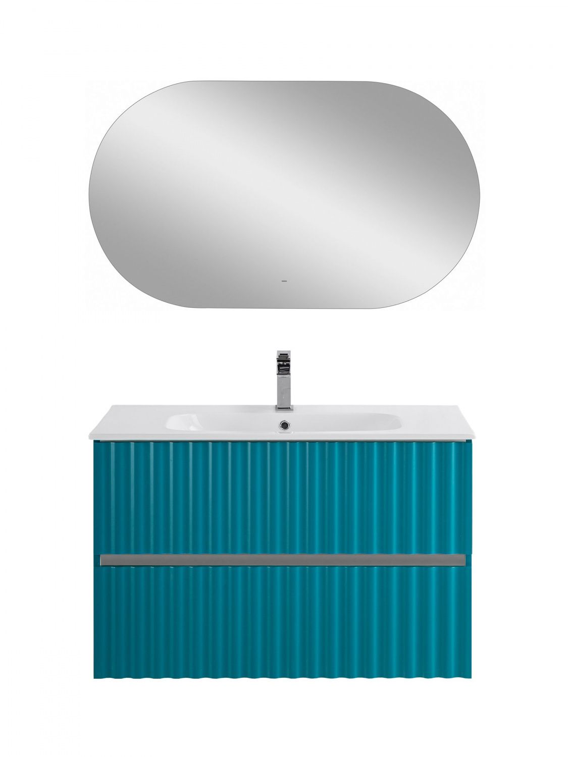 Мебель для ванной комнаты подвесная с LED подсветкой ручек Art&Max ЭЛЕГАНТ ELEGANT 90 см Бирюзовый матовый