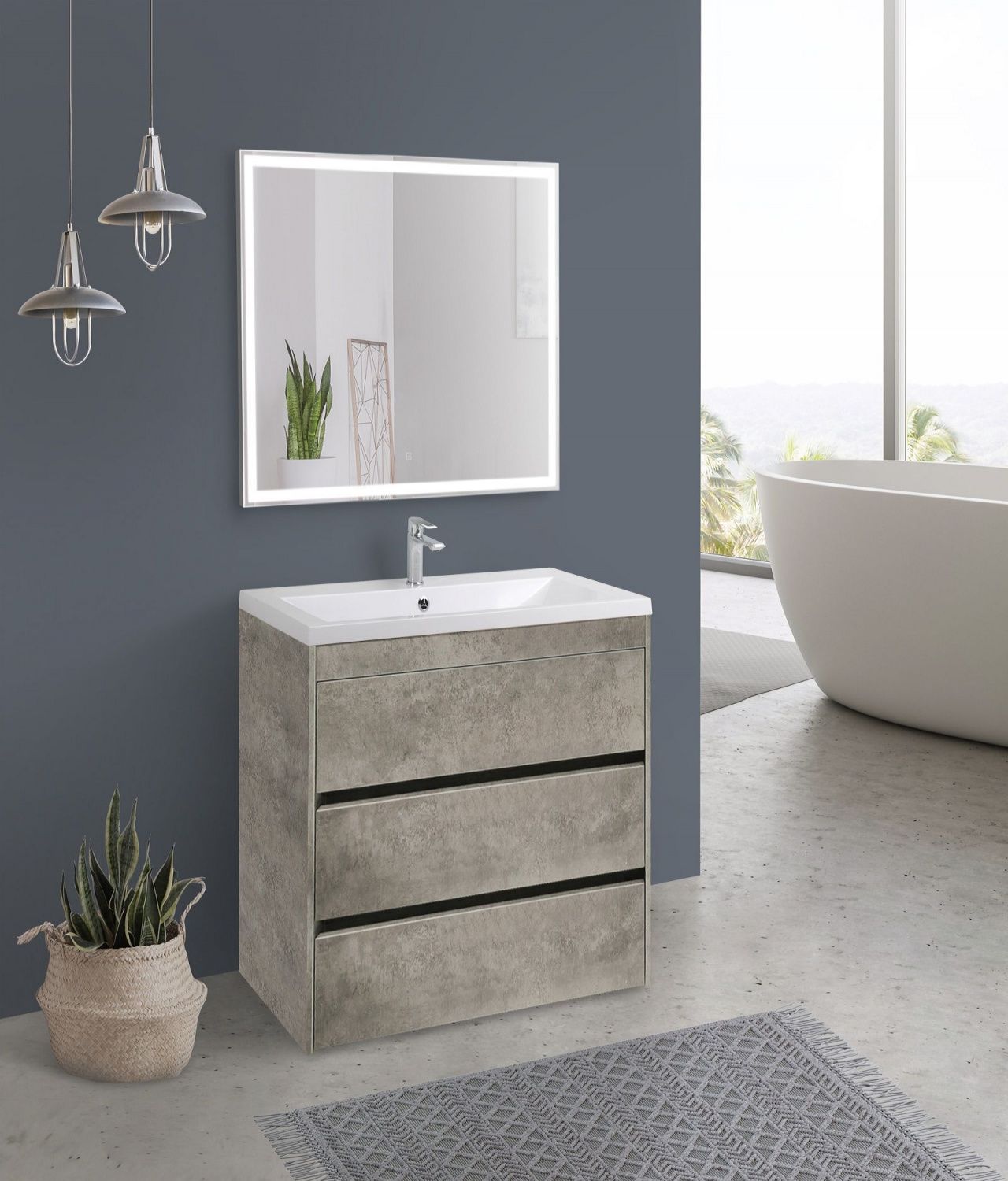 Мебель для ванной комнаты Art&Max FAMILY 90 см Cemento Veneto
