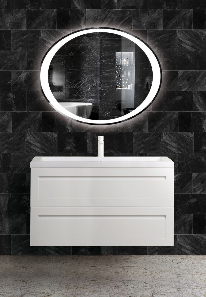 Мебель для ванной комнаты подвесная с керамической раковиной Art&Max PLATINO 100 см Белый матовый