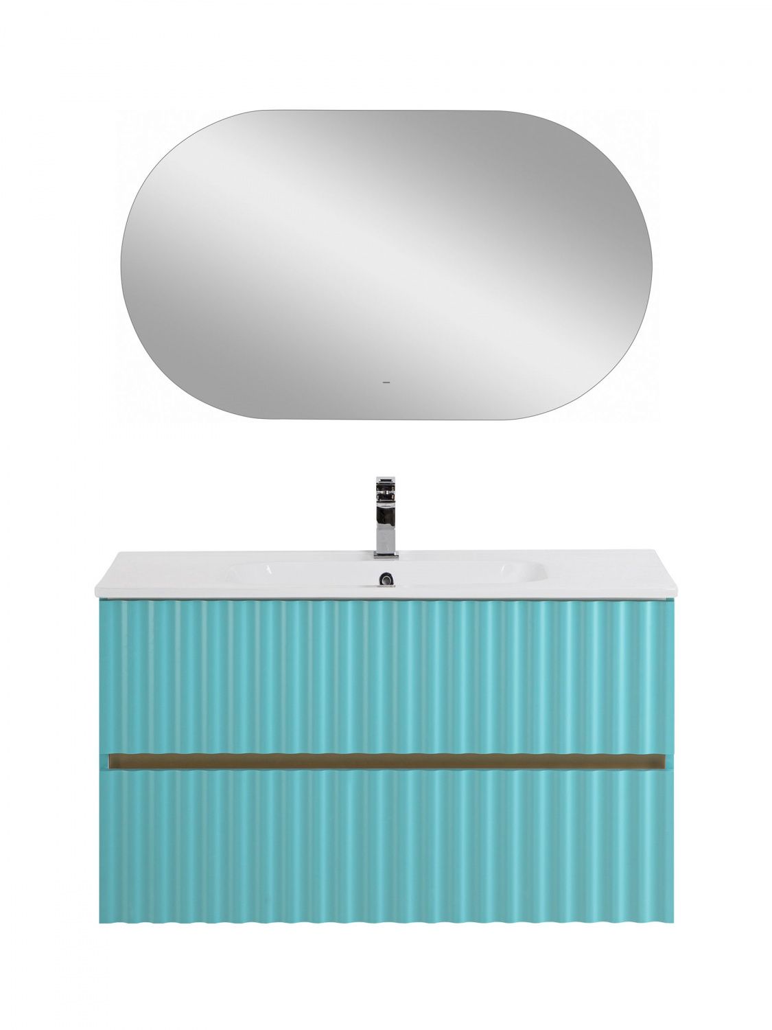 Мебель для ванной комнаты подвесная с LED подсветкой ручек Art&Max ELEGANT 100 см Светло-зеленый матовый