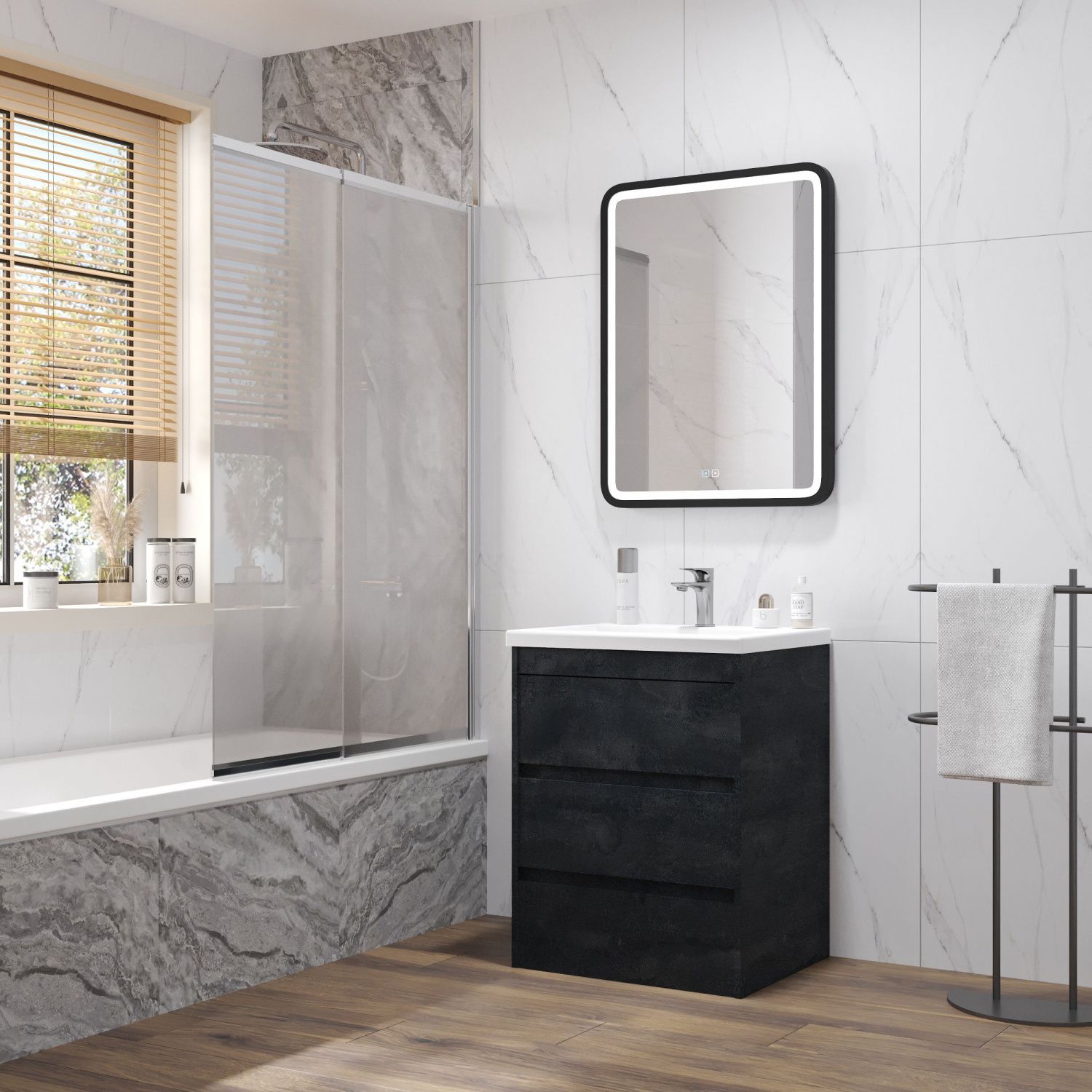 Мебель для ванной комнаты напольная Art&Max FAMILY-M 58 см Угольный камень