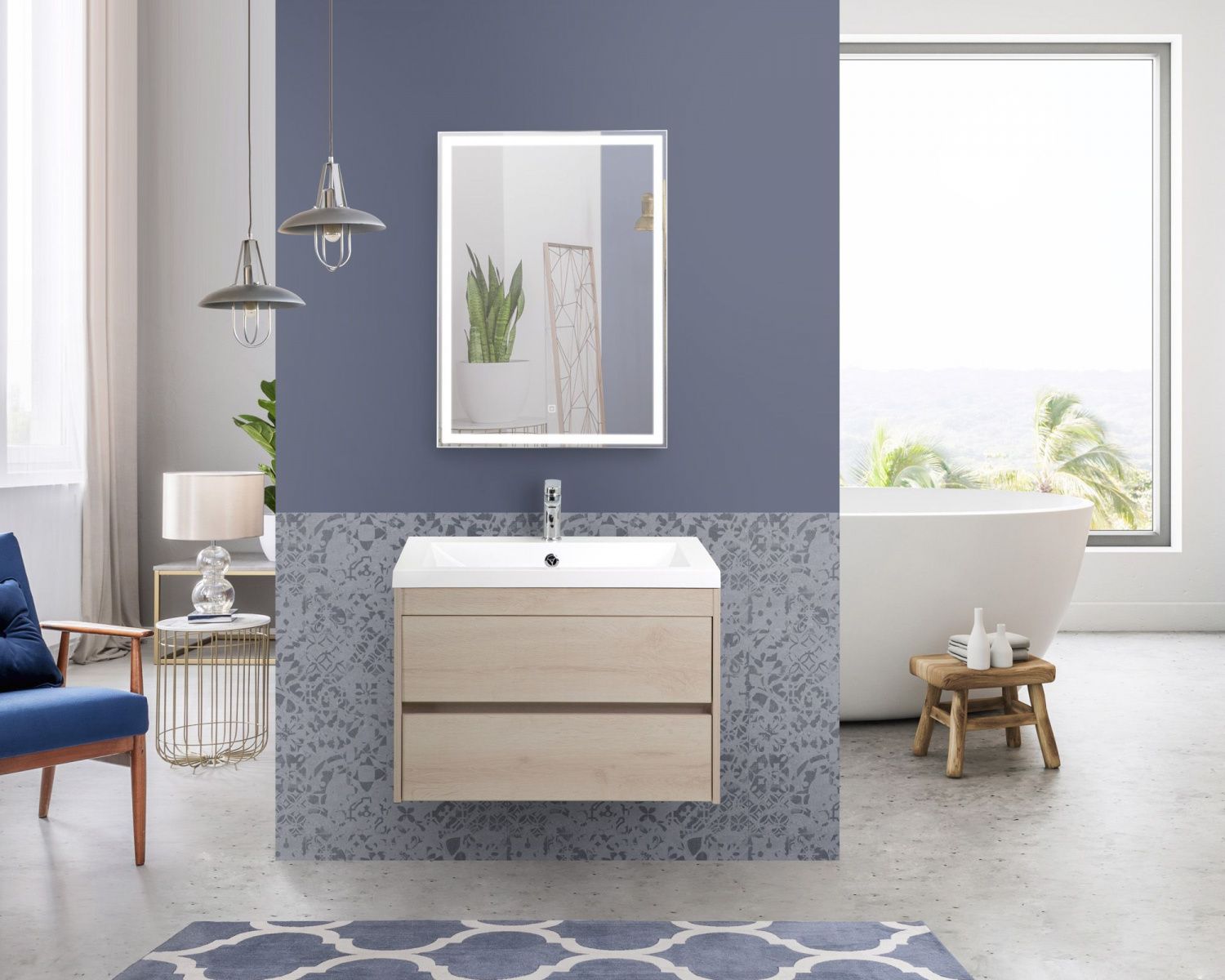 Мебель для ванной комнаты подвесная Art&Max FAMILY 75 см Pino Bianco