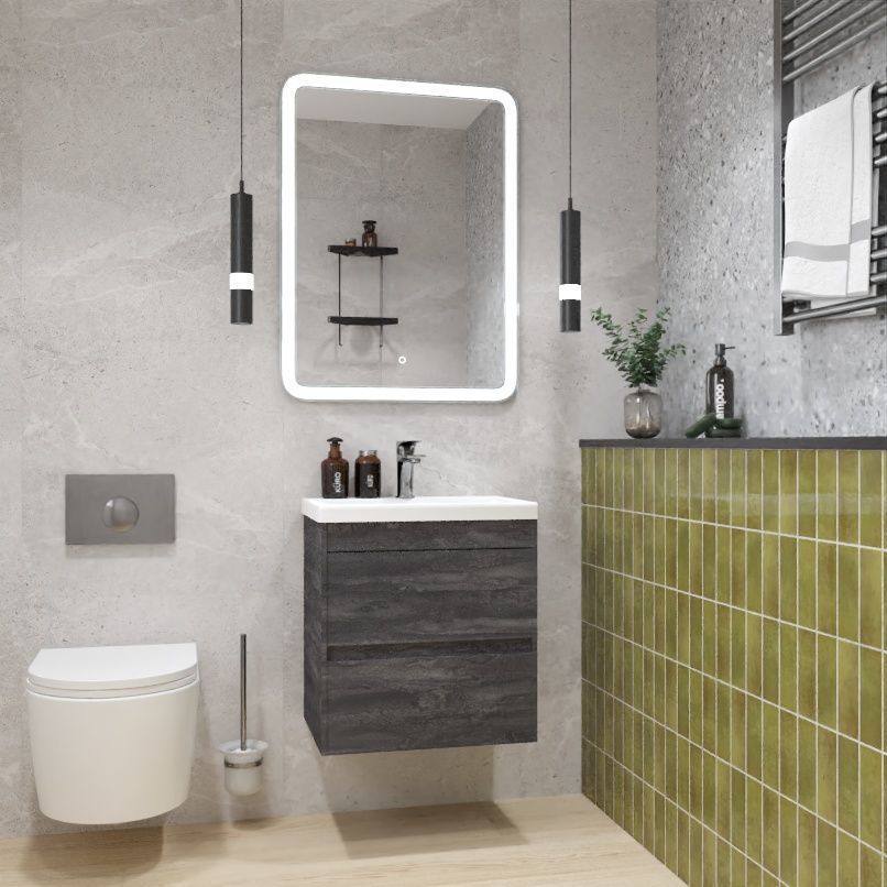 Мебель для ванной комнаты подвесная Art&Max FAMILY-M 50 см Железный камень 