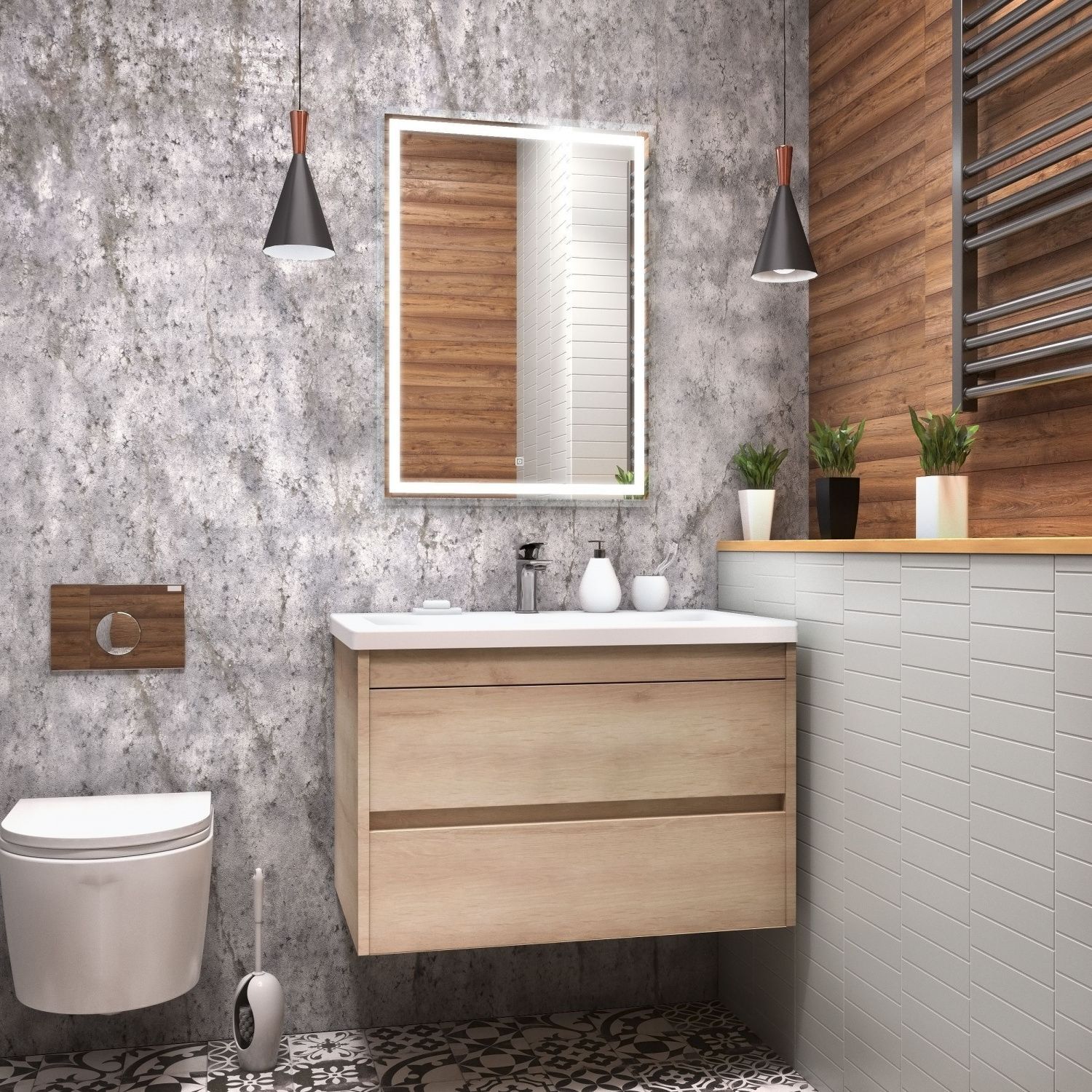 Мебель для ванной комнаты подвесная Art&Max FAMILY 90 см Pino Bianco