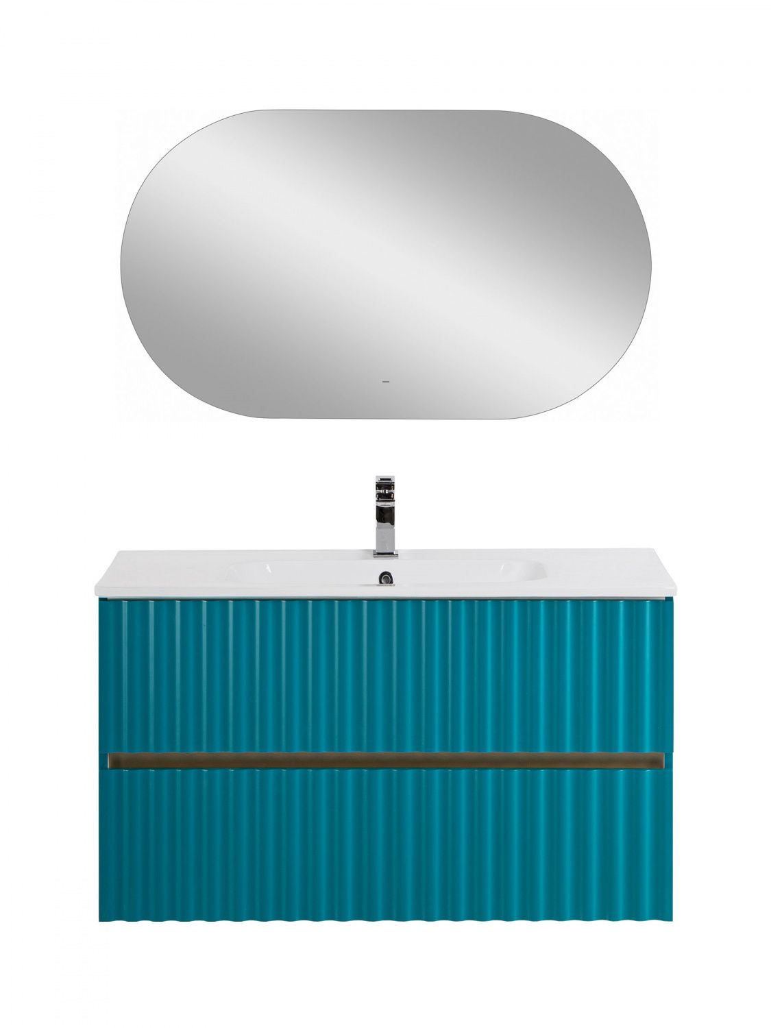 Мебель для ванной комнаты подвесная с LED подсветкой ручек Art&Max ELEGANT 100 см Бирюзовый матовый