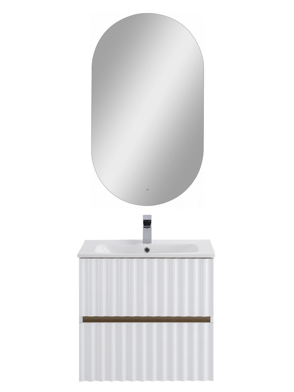 Мебель для ванной комнаты подвесная с LED подсветкой ручек Art&Max ELEGANT 60 см Белый матовый
