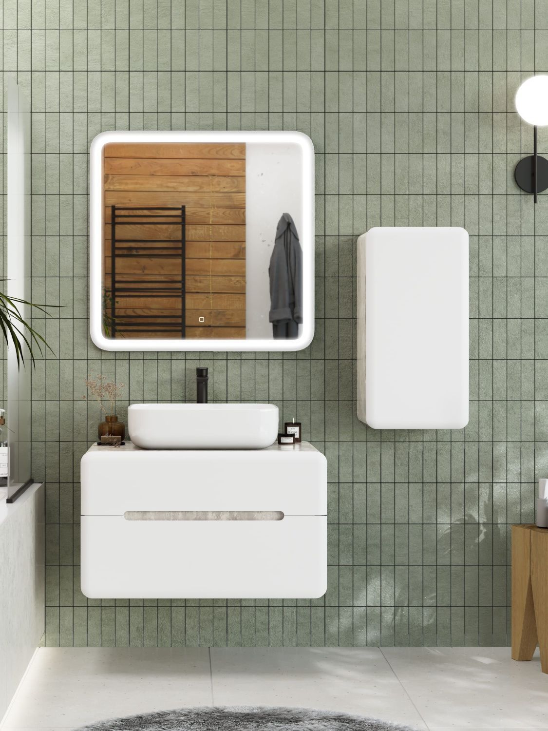 Мебель для ванной комнаты подвесная Art&Max ЖЕНОВА GENOVA 80 см Бетон хафит