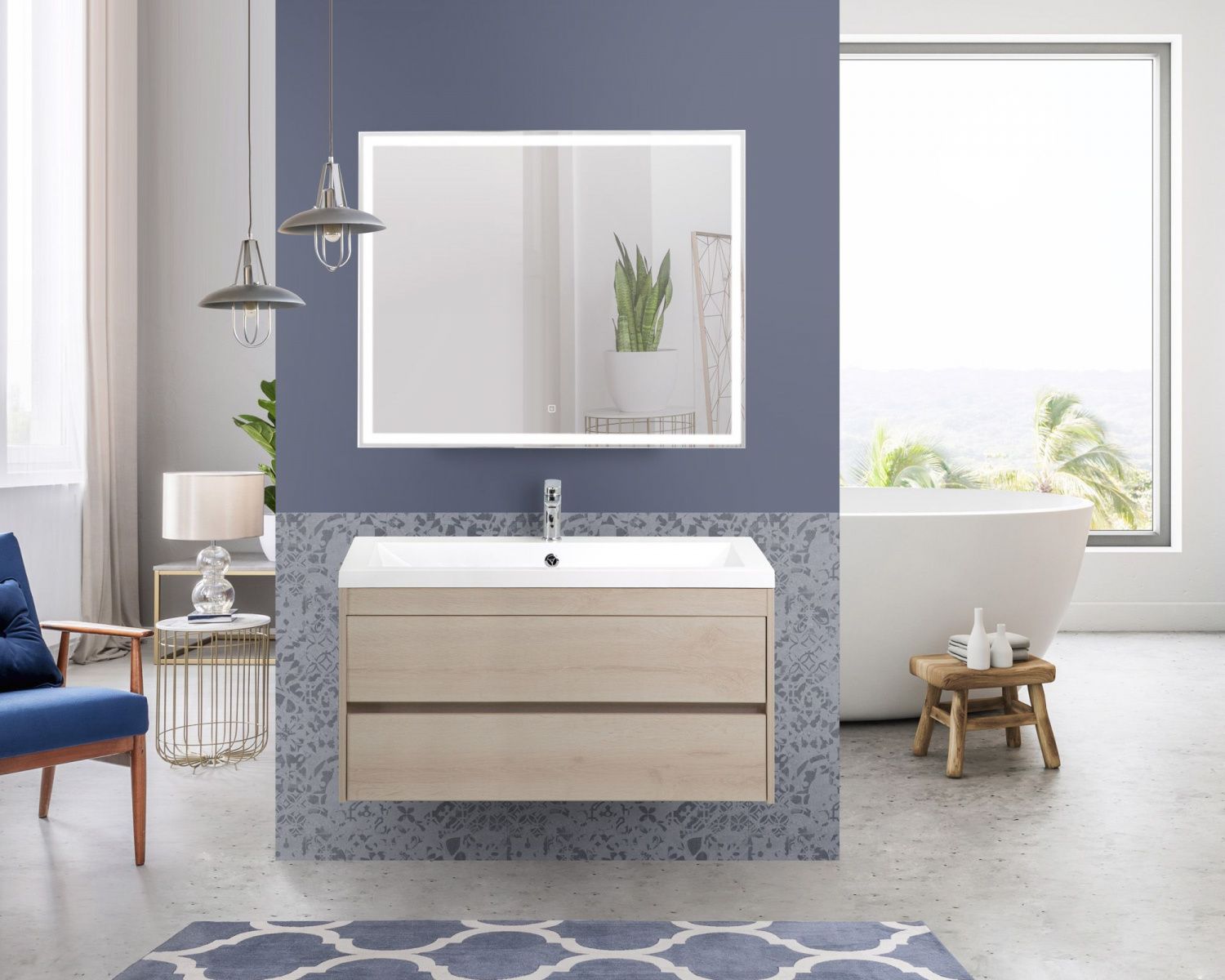 Мебель для ванной комнаты подвесная Art&Max FAMILY 100 см Pino Bianco