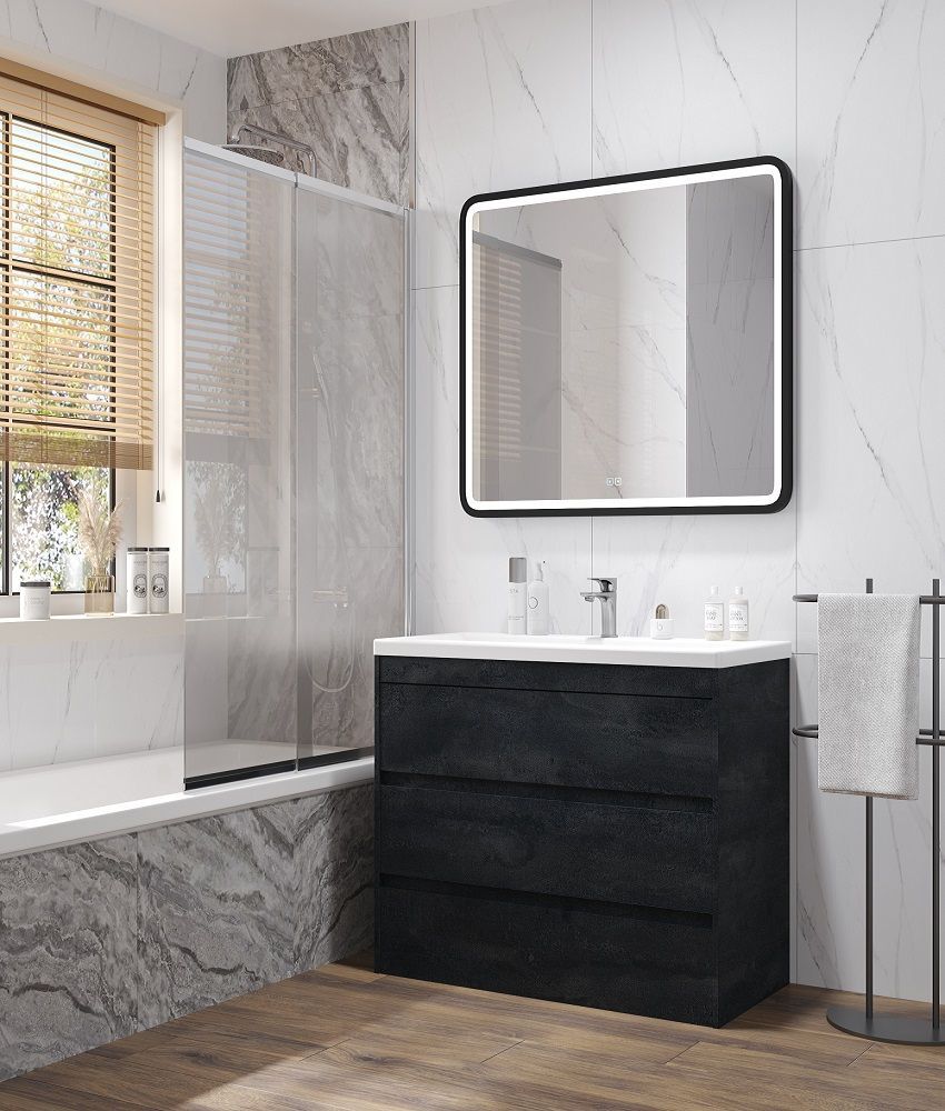 Мебель для ванной комнаты напольная Art&Max FAMILY-M 90 см Угольный камень