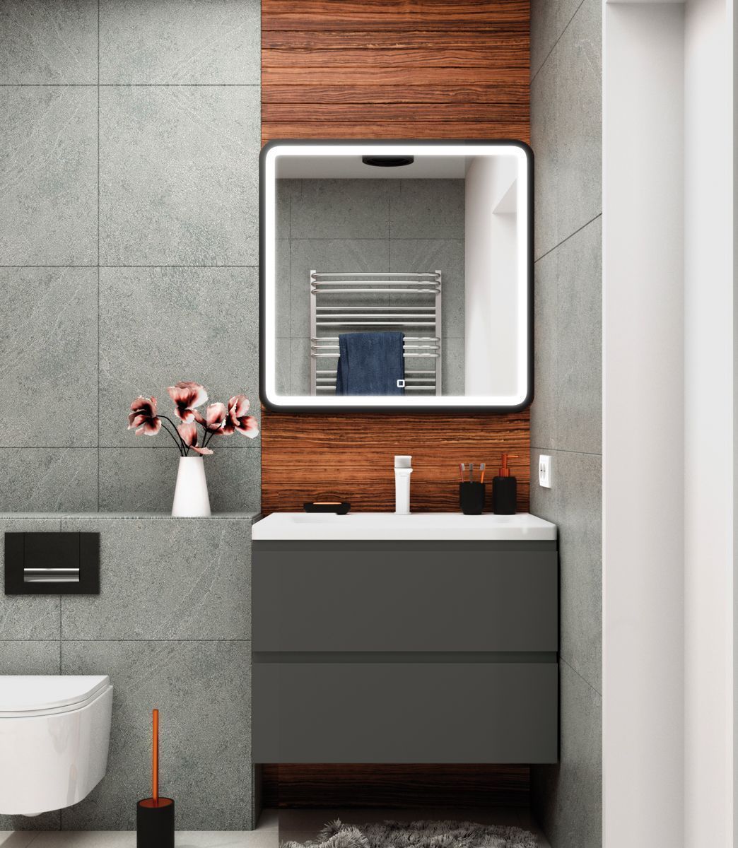 Мебель для ванной комнаты подвесная Art&Max BIANCHI 75 см Серый Матовый