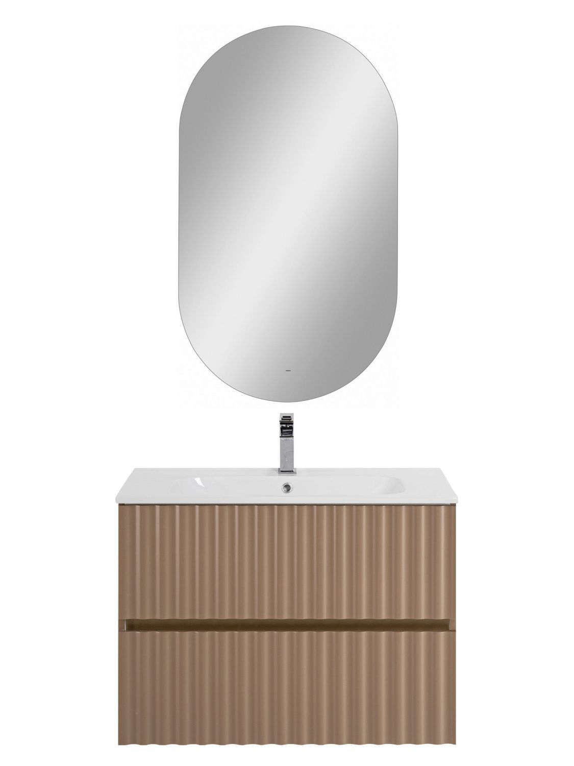 Мебель для ванной комнаты подвесная с LED подсветкой ручек Art&Max ELEGANT 80 см Капучино матовый
