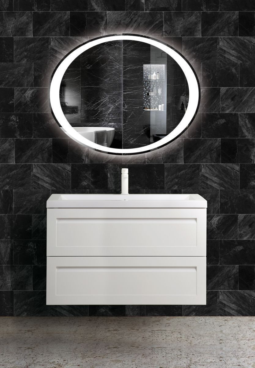 Мебель для ванной комнаты подвесная с керамической раковиной Art&Max PLATINO 90 см Белый матовый