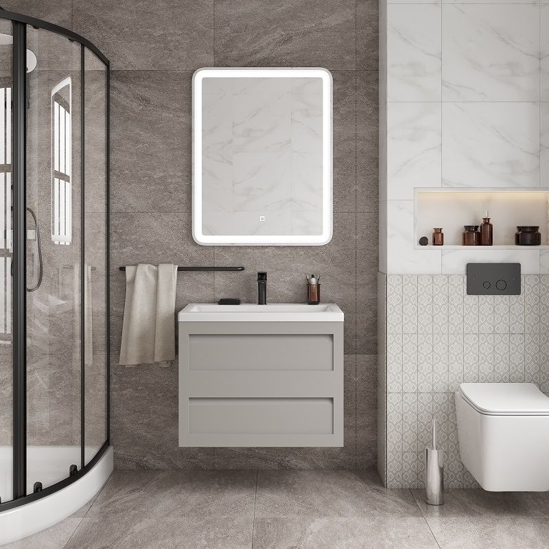 Мебель для ванной комнаты подвесная Art&Max PLATINO 75 см Светло-серый матовый