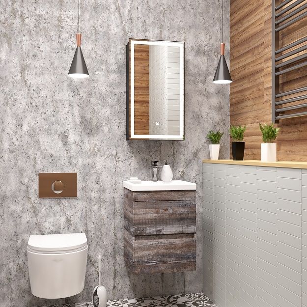 Зеркало-шкаф с подсветкой ART&MAX Техно Techno AM-Tec-350-650-1D-R-DS-F-Nero