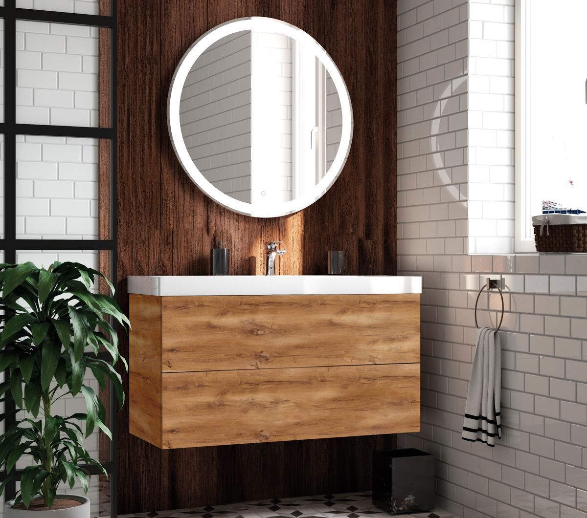 Мебель для ванной комнаты подвесная Art&Max VERONA-PUSH 100 см Rovere Chiaro Celtico