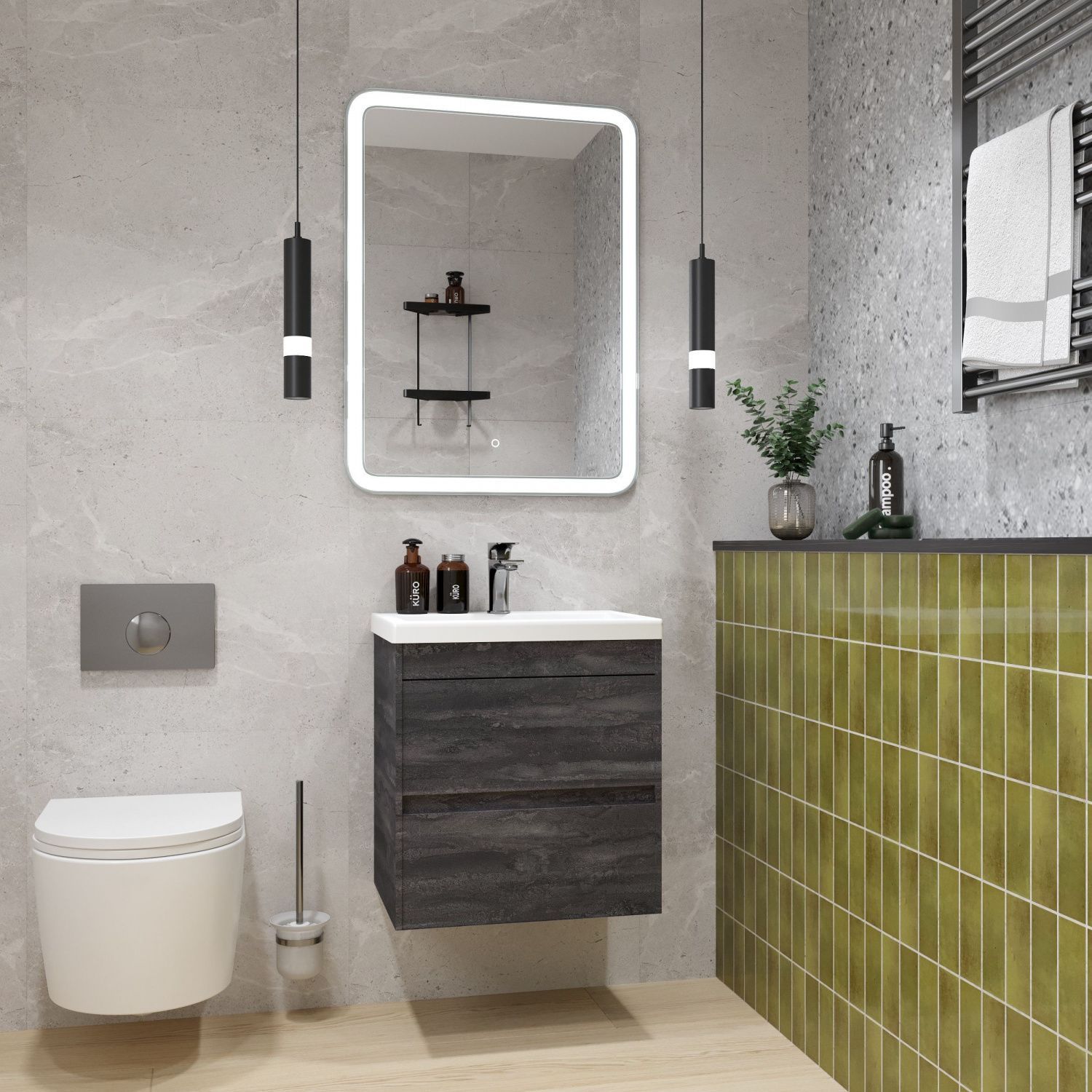 Мебель для ванной комнаты подвесная Art&Max FAMILY-M 40 см Железный камень