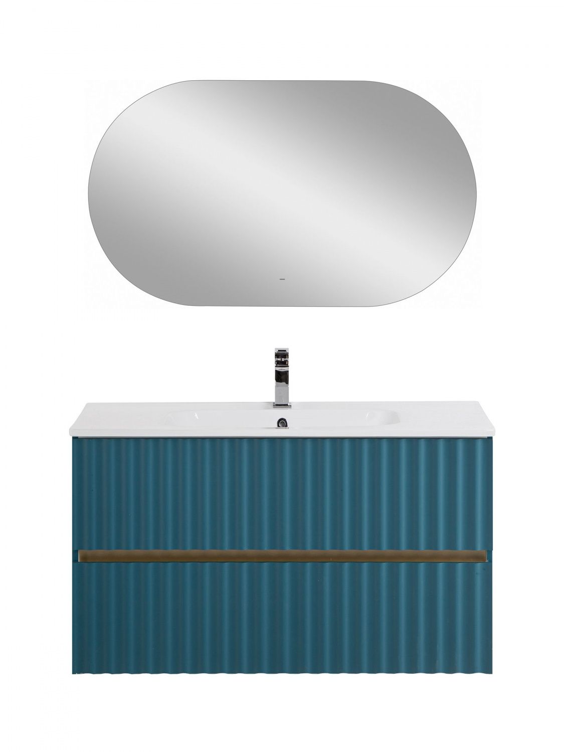 Мебель для ванной комнаты подвесная с LED подсветкой ручек Art&Max ELEGANT 100 см Аквамарин