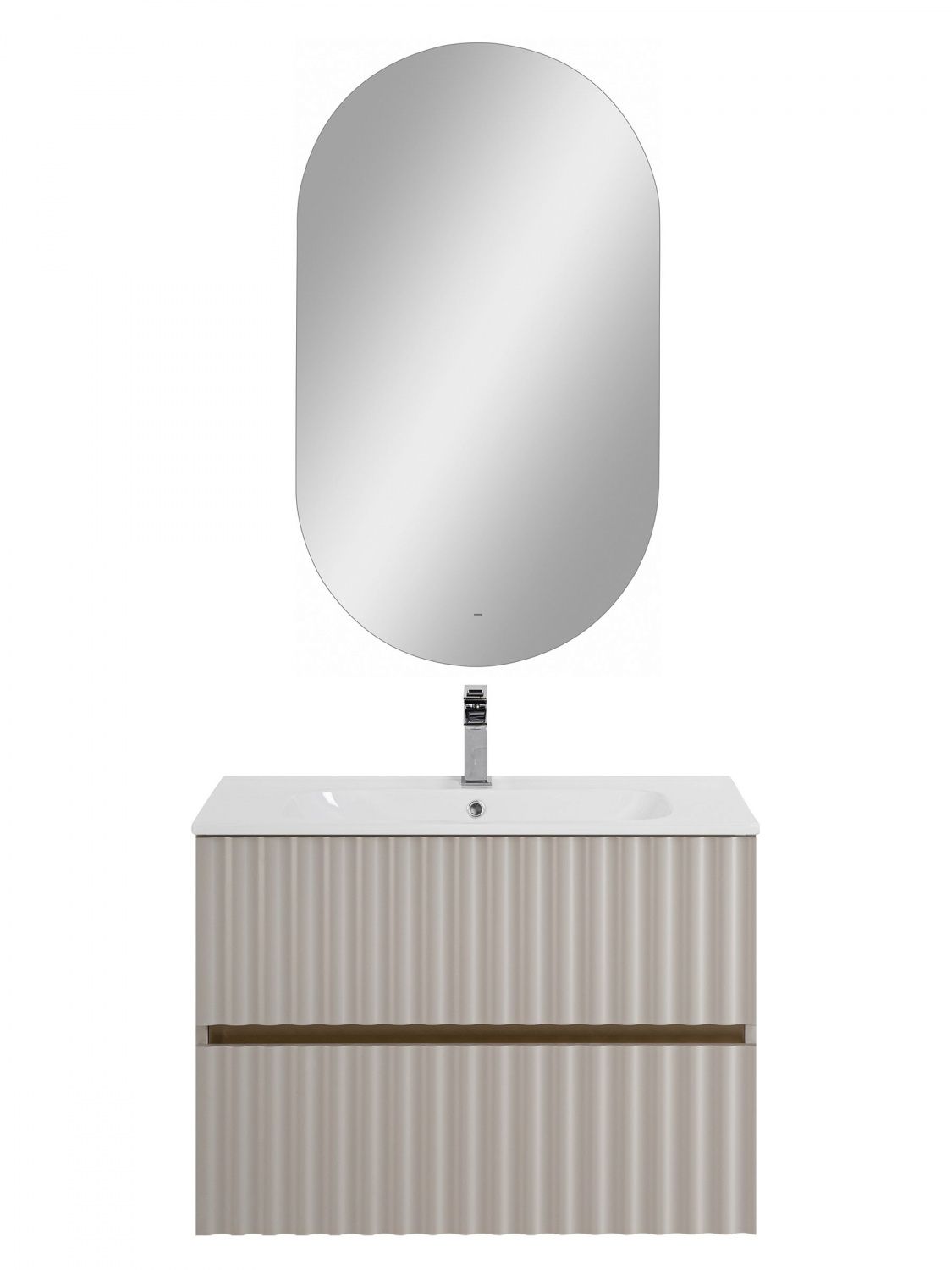 Мебель для ванной комнаты подвесная с LED подсветкой ручек Art&Max ELEGANT 80 см Светло-серый матовый