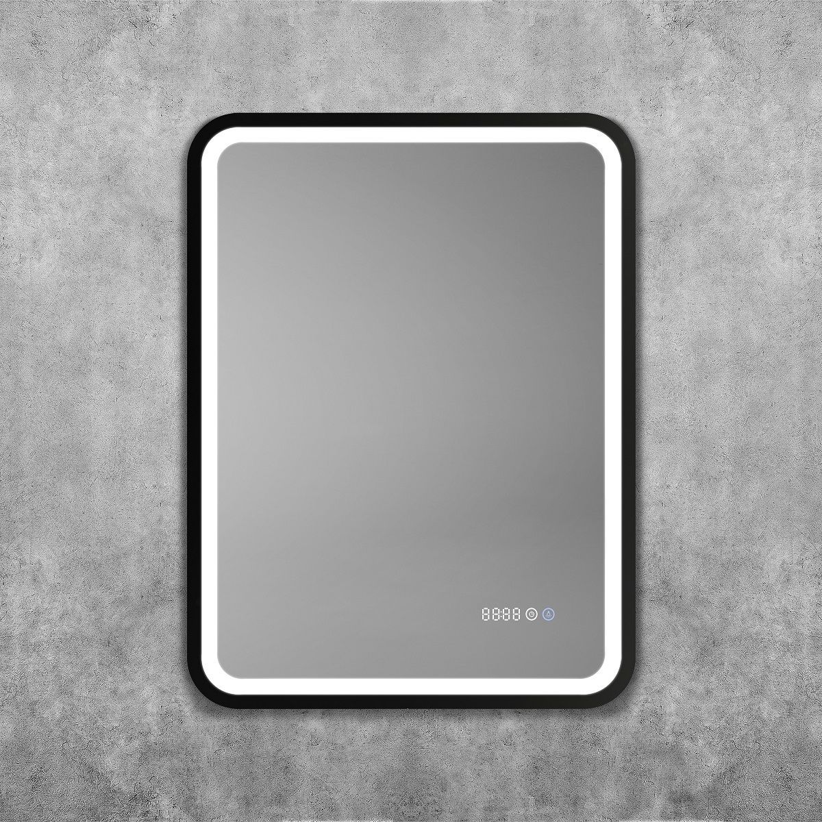 Зеркало с подсветкой, часами и функцией антизапотевания ART&MAX Женова Genova AM-Gen-600-800-DS-F-H-T