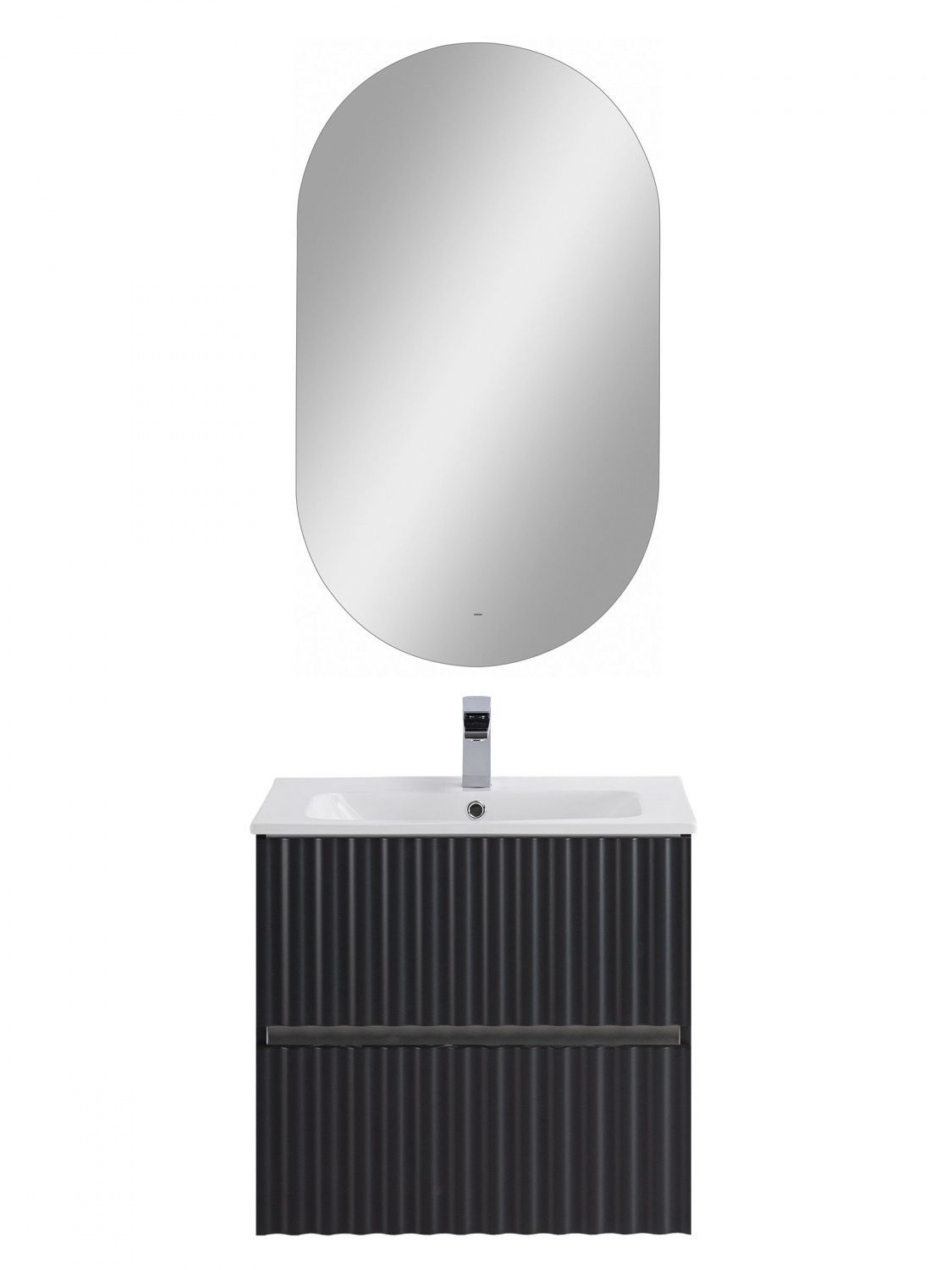 Мебель для ванной комнаты подвесная с LED подсветкой ручек Art&Max ЭЛЕГАНТ ELEGANT 60 см Серый матовый