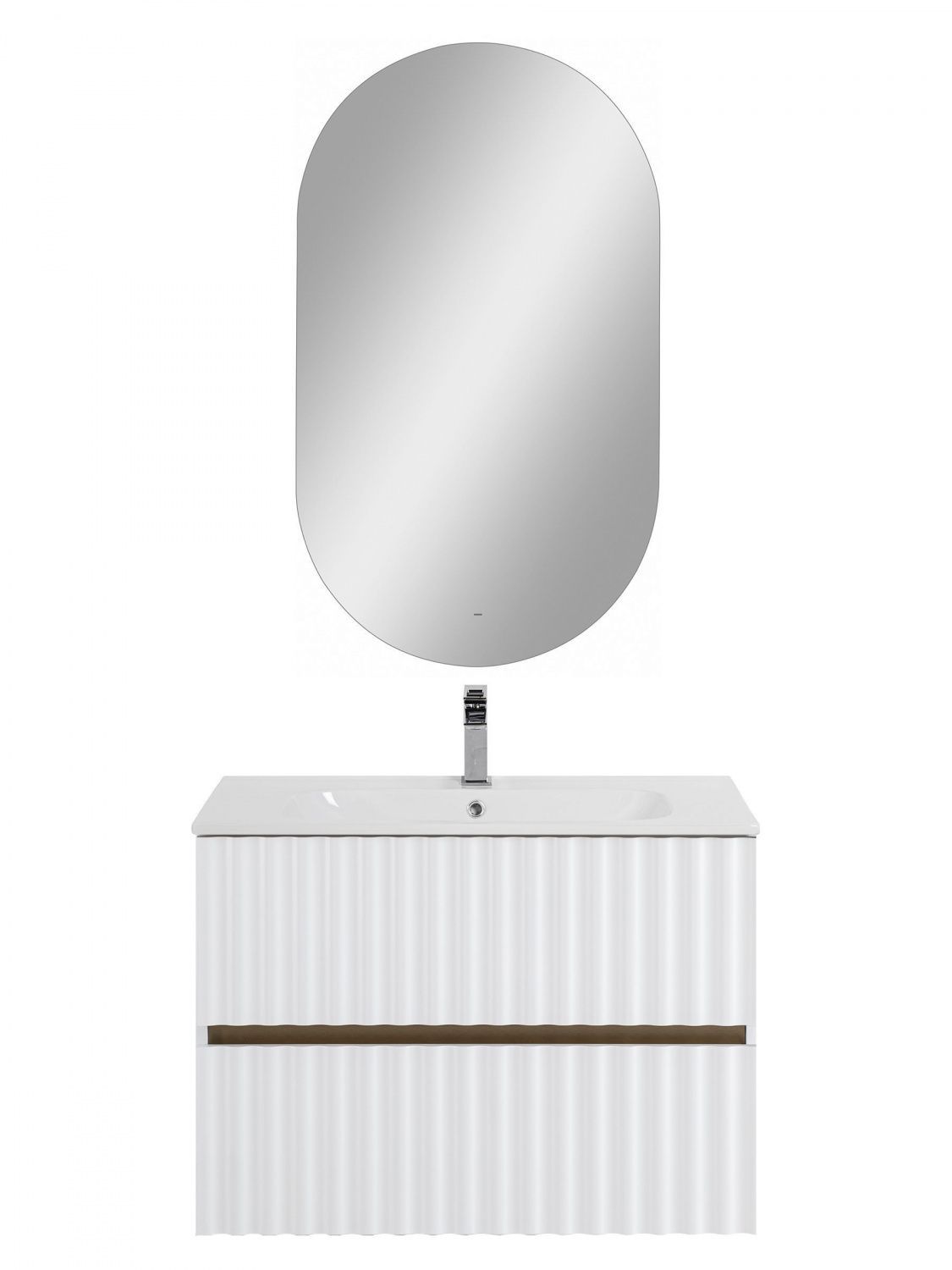 Мебель для ванной комнаты подвесная с LED подсветкой ручек Art&Max ELEGANT 80 см Белый глянцевый