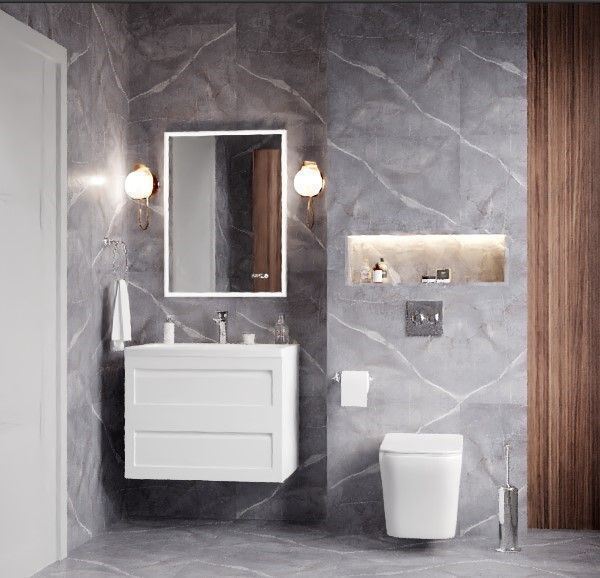 Мебель для ванной комнаты подвесная Art&Max PLATINO 75 см Белый глянцевый