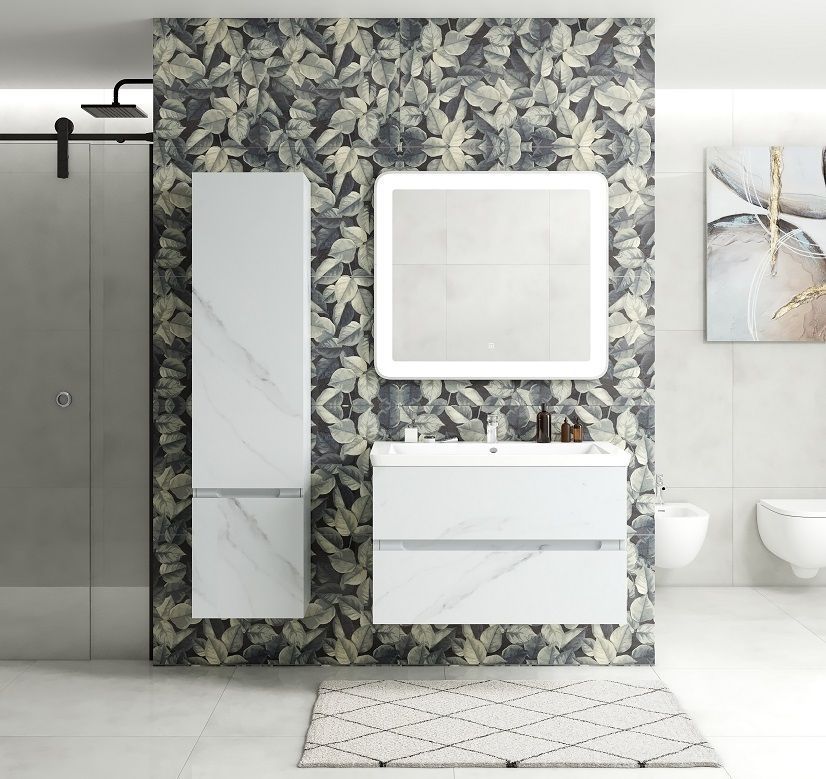 Шкаф подвесной  Art&Max ТЕХНО TECHNO 160 см Монти мрамор левый