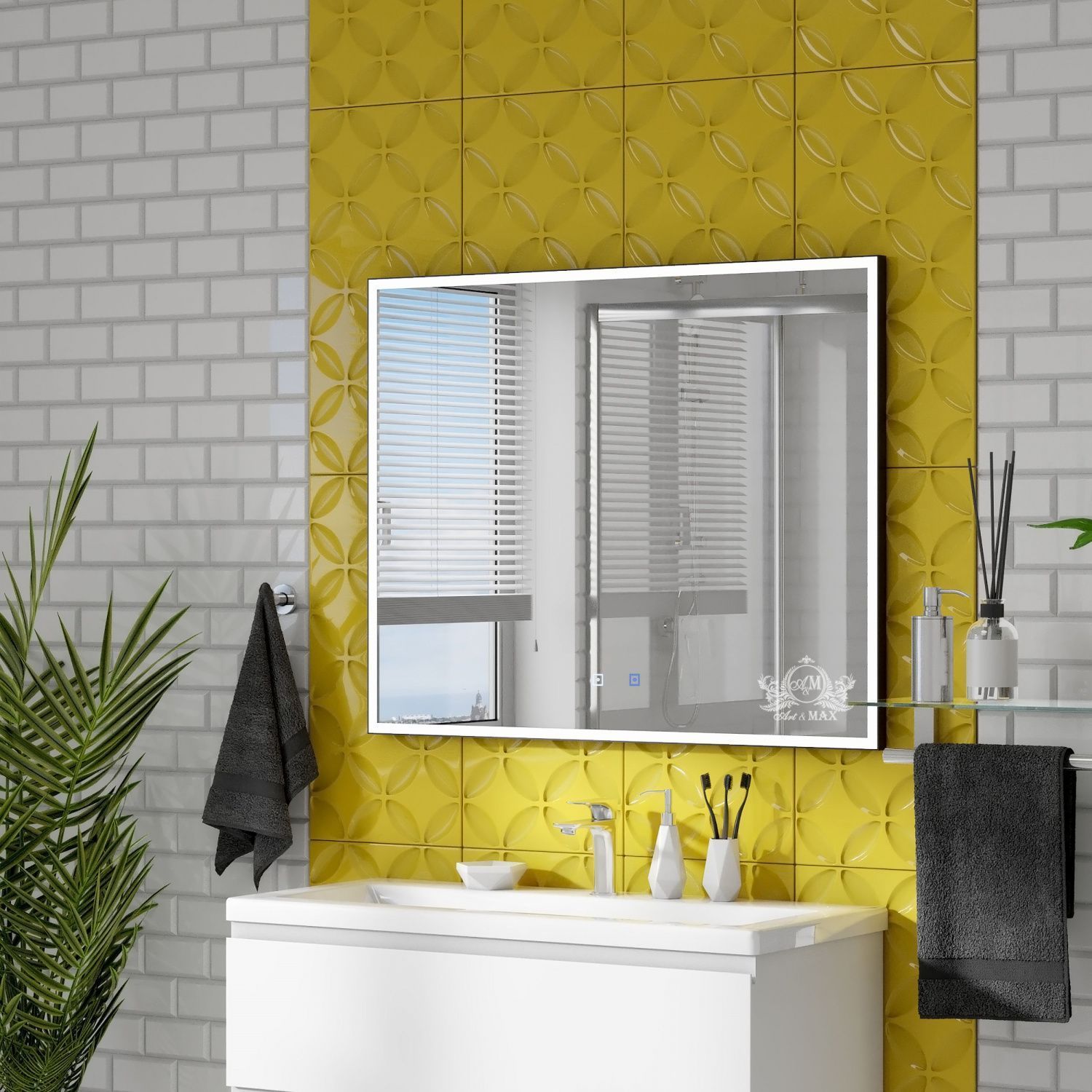 Зеркало с подсветкой ART&MAX Ареццо Arezzo AM-Are-1000-800-DS-FC-H-Nero