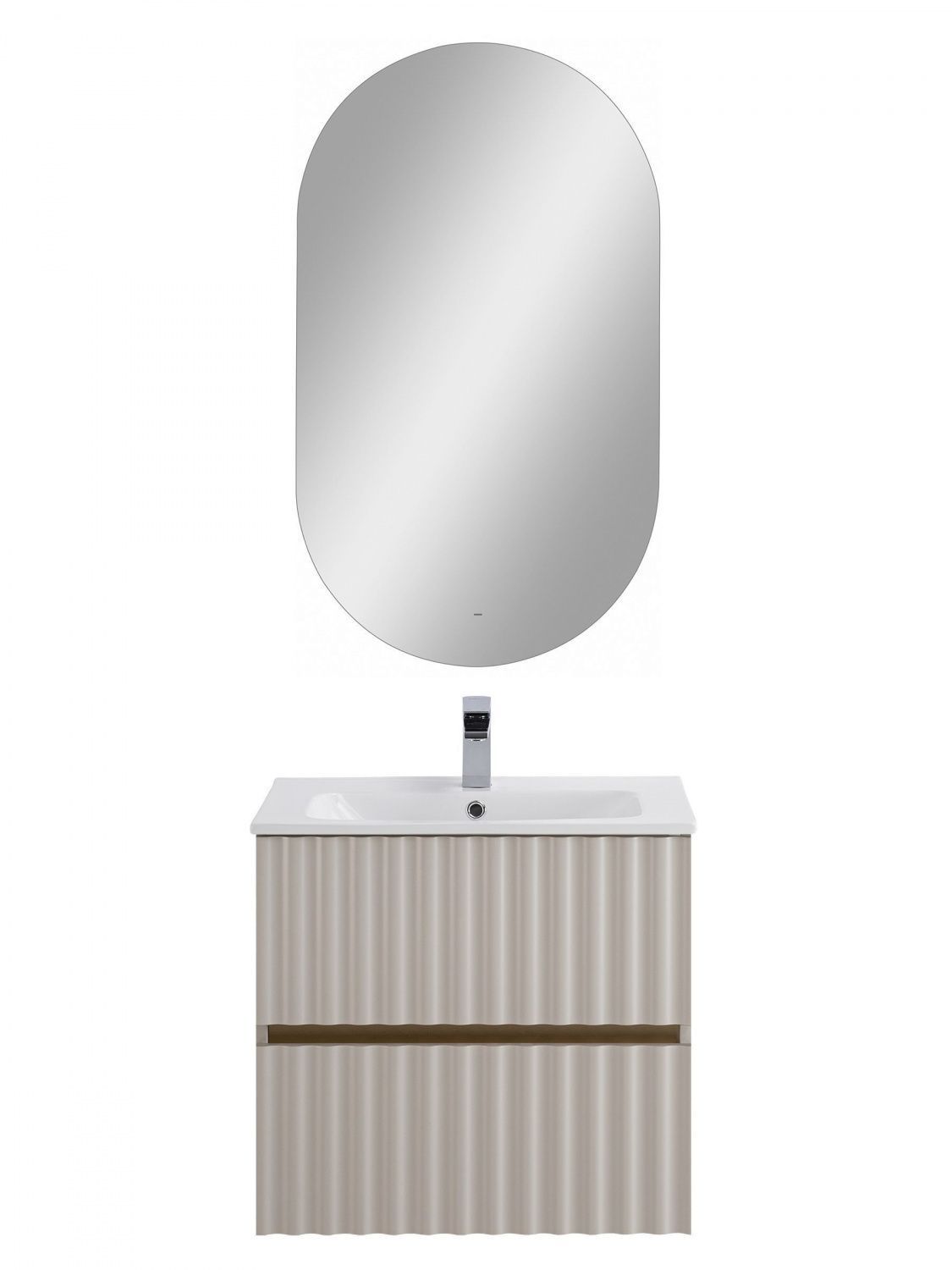 Мебель для ванной комнаты подвесная с LED подсветкой ручек Art&Max ELEGANT 60 см Светло-серый матовый