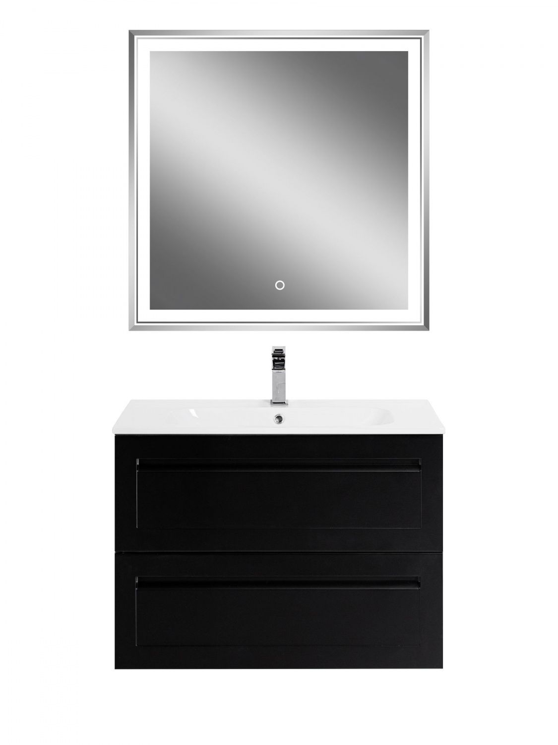 Мебель для ванной комнаты подвесная с керамической раковиной Art&Max ПЛАТИНО PLATINO 80 см Черный матовый