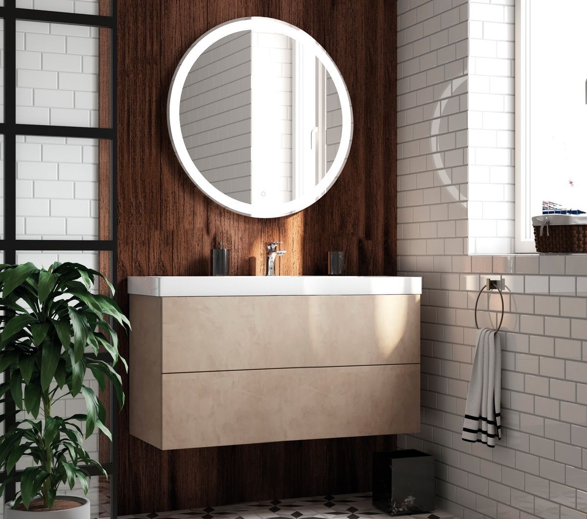 Мебель для ванной комнаты подвесная Art&Max VERONA-PUSH 100 см Pietra Chiaro