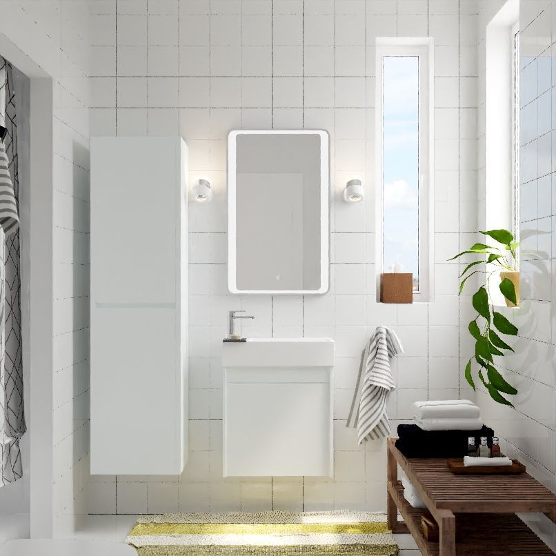Мебель для ванной комнаты с одной распашной дверцей Art&Max FAMILY 50 см Bianco Lucido