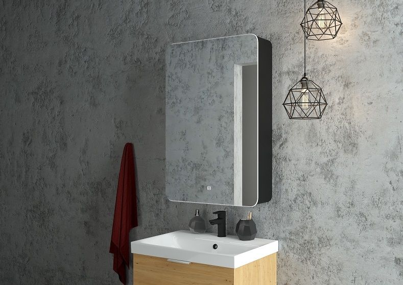 Зеркало-шкаф с подсветкой ART&MAX Лечче Lecce AM-Lec-560-850-1D-L-DS-F-Nero