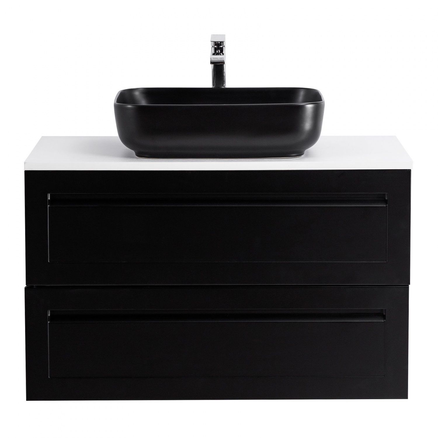 Мебель для ванной комнаты подвесная со столешницей Art&Max ПЛАТИНО PLATINO 100 см Черный матовый