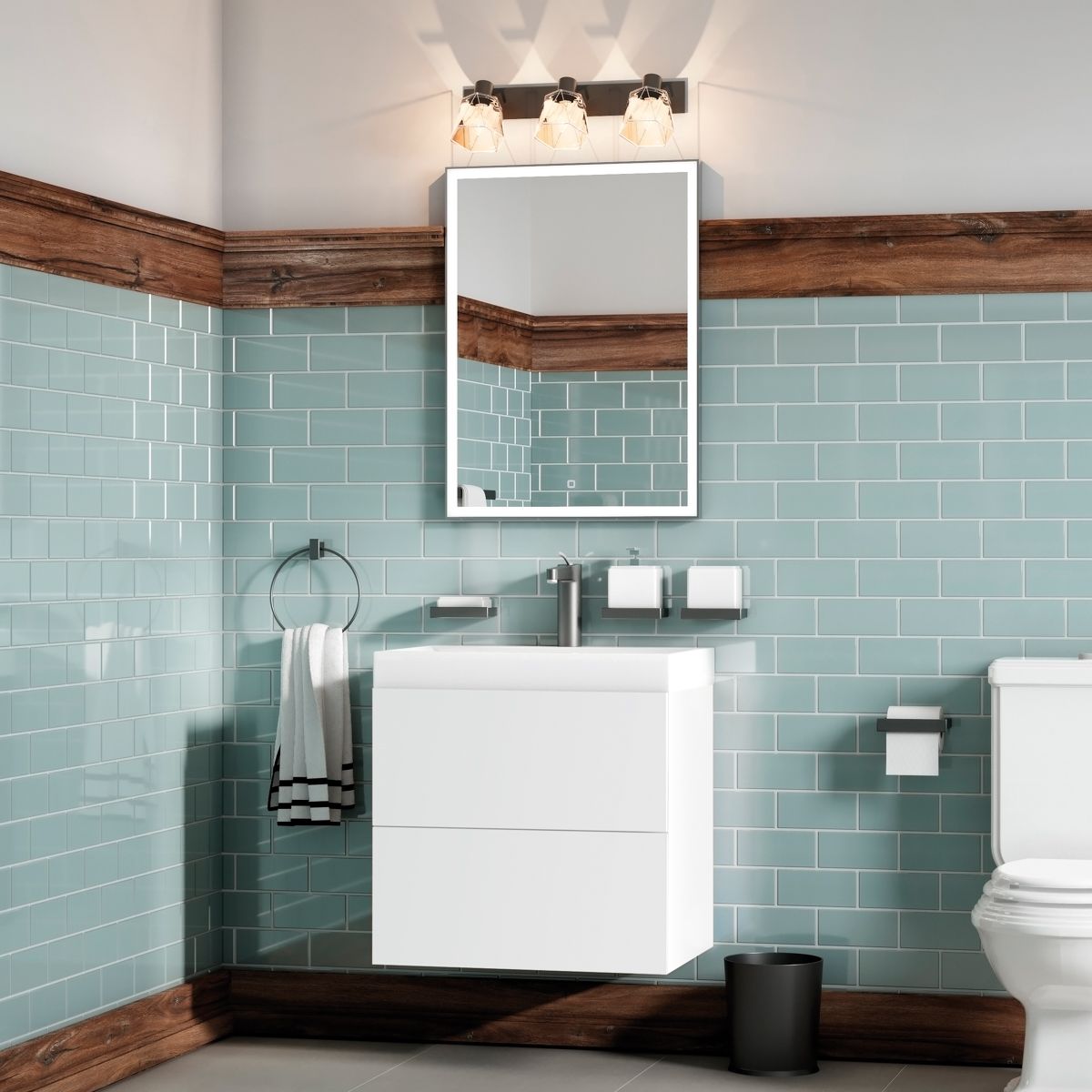 Мебель для ванной комнаты подвесная Art&Max VERONA-PUSH 60 см Bianco Stampato Opaco