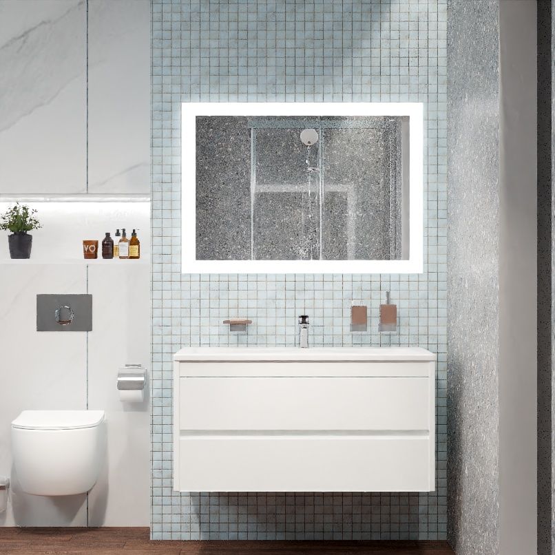 Мебель для ванной комнаты подвесная Art&Max FAMILY 100 см Bianco Lucido