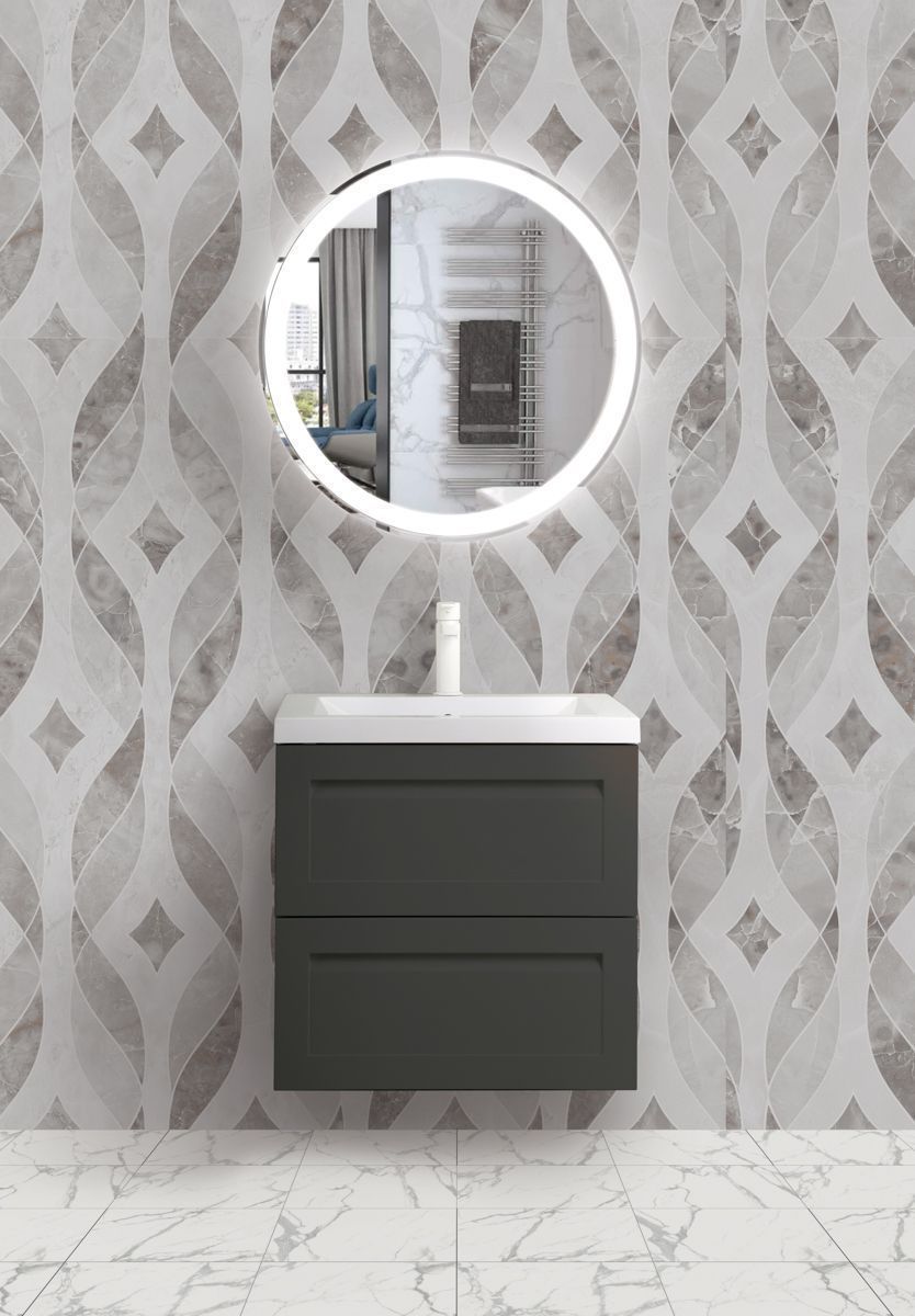 Мебель для ванной комнаты подвесная с керамической раковиной Art&Max PLATINO 60 см Серый матовый