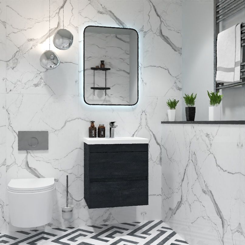 Мебель для ванной комнаты подвесная Art&Max FAMILY-M 50 см Угольный камень 