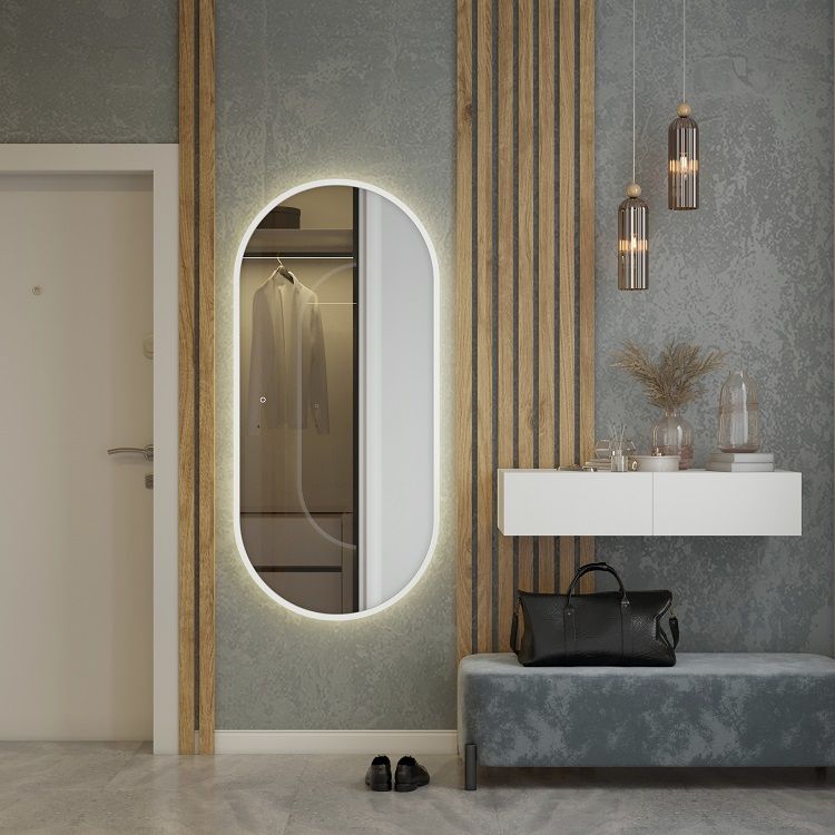 Зеркало с теплой подсветкой ART&MAX Бари Bari AM-Bar-700-1500-DS-C-White