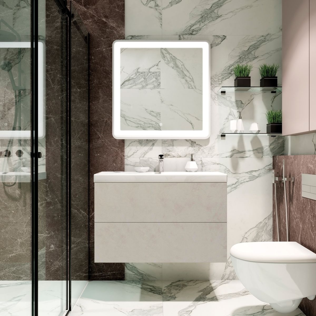 Мебель для ванной комнаты подвесная Art&Max VERONA-PUSH 90 см Venetiano