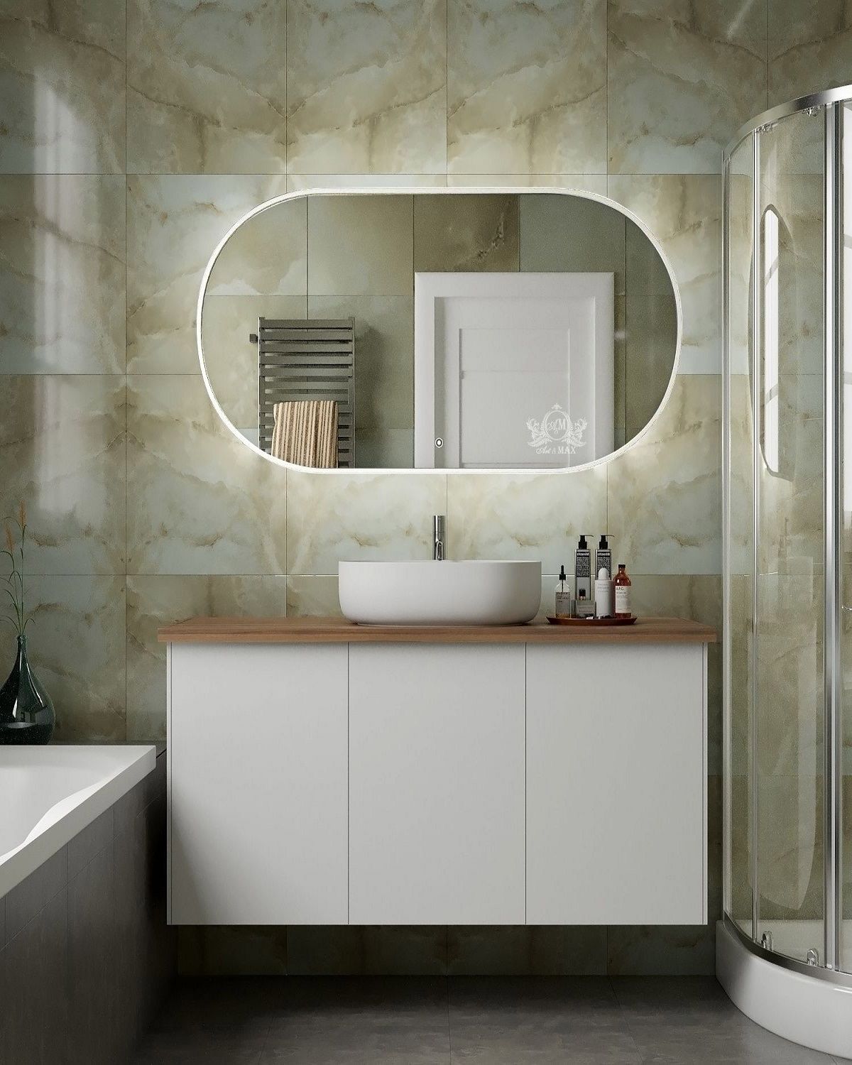 Зеркало с подсветкой ART&MAX BARI AM-Bar-700-1100-DS-F-White