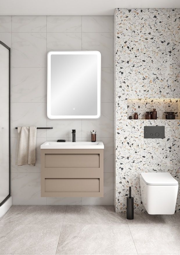 Мебель для ванной комнаты подвесная Art&Max PLATINO 58 см Капучино матовый